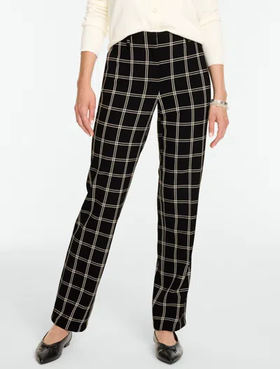 Talbots Southampton Tailored Stretch Straight Leg Pants - Double Windowpane - Black/ivory - 2 In Black,ivory