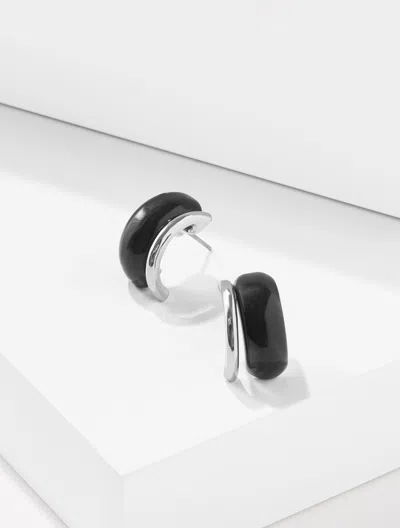 Talbots Split Hoop Earrings - Black/silver - 001  In Multi