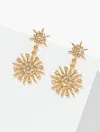 Talbots Starburst Drop Earrings - Crystal Clear/gold - 001