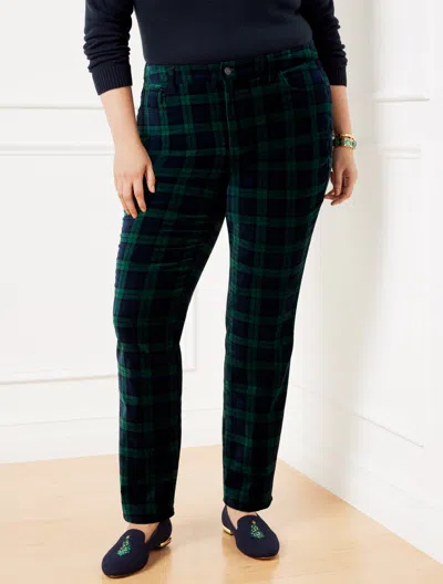 Talbots Straight Leg Velveteen Pants - Black Watch Tartan - 22