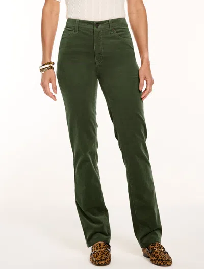 Talbots Stretch Corduroy Straight Leg Pants - Dark Olive - 2