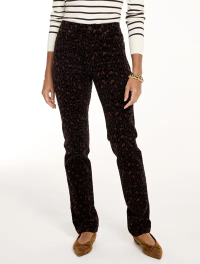 Talbots Stretch Corduroy Straight Leg Pants - Fabulous Leopard - Curvy Fit - Dark Chocolate - 2