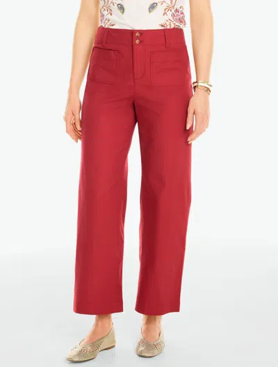 Talbots Stretch Knit Herringbone Wide Ankle Pants - Autumn Red - 2