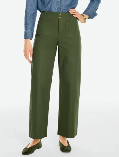 Talbots Stretch Knit Herringbone Wide Ankle Pants - Deep Forest - 2