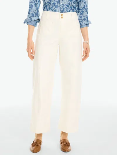 Talbots Stretch Knit Herringbone Wide Ankle Pants - Ivory - 2