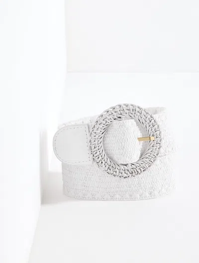 Talbots Stretch Raffia Belt - White - Small
