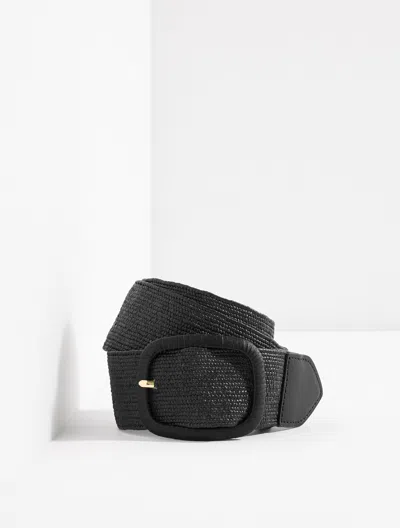Talbots Stretch Straw Belt - Black - Medium