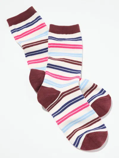 Talbots Stripe Trouser Socks - Red Wine - 001  In Brown