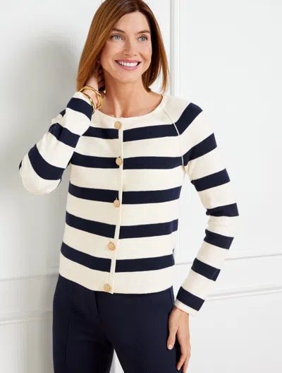 Talbots Striped Sweater Jacket - Ivory - X