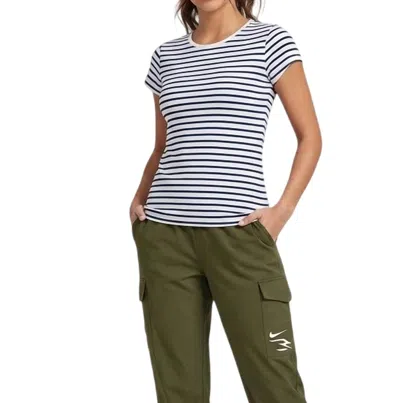 Talbots Striped T-shirt In Navy And White In Multi