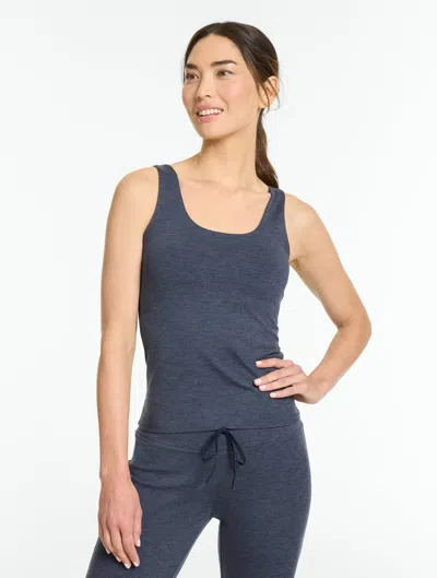 Talbots Studio Stretch Built-in Bra Sleeveless Tank Top - Heathered - Iolite Heather - Xs