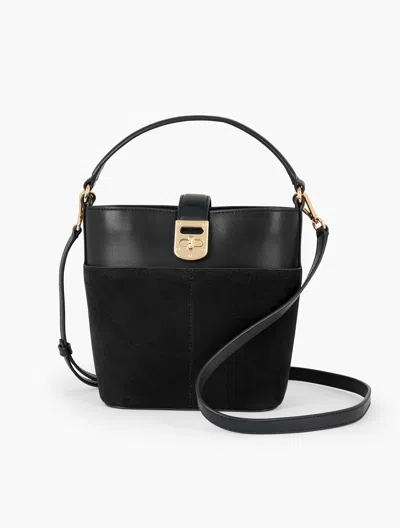 Talbots Suede & Leather Bucket Bag - Black - 001