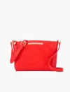 Talbots Suede Trim Pebble Leather Crossbody Bag - Bright Apple - 001  In Red