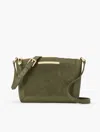 Talbots Suede Trim Pebble Leather Crossbody Bag - Oak Moss - 001