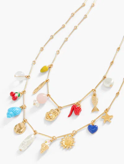 Talbots Summer Charm Layered Necklace - Hot Coral/gold - 001  In Hot Coral,gold
