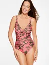 Talbots Sun Ocean Sand Keyhole Twist Front One Piece - Enchanted Foliage - Burnt Olive - 16  In Burnt Olive