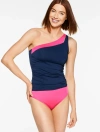 Talbots Sun Ocean Sand One-shoulder Cutout Tankini - Colorblock - Ink - 16  In Ink
