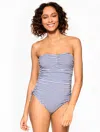 Talbots Sun Ocean Sand Ruched Side One Piece - Gingham - Ink - 12