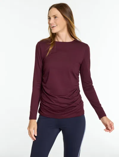 Talbots Supersoft Jersey Long Sleeve Ruched T-shirt - Rich Burgundy - Xs