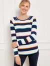 Talbots Supersoft Jersey Long Sleeve T-shirt - Good Vibes Stripe - Ivory - 2x  In Ivory