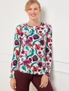 Talbots Petite - Supersoft Jersey Long Sleeve T-shirt Â Poetic Floral - Ivory - Small  In Ivory