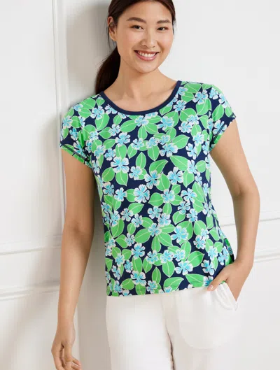 Talbots Supersoft Jersey Open Back T-shirt - Floral Fields - Ink - X