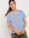 Talbots Plus Size - Supersoft Jersey Patch Pocket T-shirt - Dusk Stripe - Periwinkle/spring Moss - 1x Talbot In Periwinkle,spring Moss