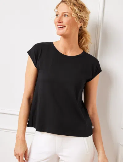 Talbots Plus Size - Supersoft Jersey Pleated Back T-shirt - Black - 3x