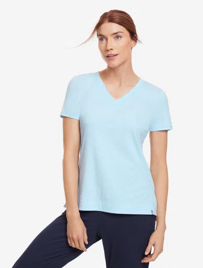 Talbots Supersoft Jersey Short Sleeve V-neck T-shirt - Everlasting Stripe - Bluebell/white - Small
