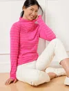 Talbots Petite - Supersoft Jersey Turtleneck T-shirt - Metallic Stripe - Stunning Pink/silver - 2xs  In Stunning Pink,silver