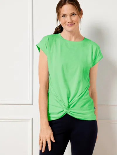 Talbots Supersoft Jersey Twist Front T-shirt - Bright Lime - 3x