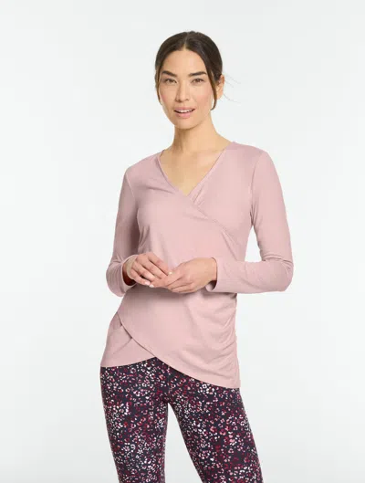 Talbots Supersoft Jersey Wrap Top - Dusty Pink Champagne Heat - Xs