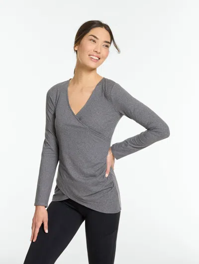Talbots Supersoft Jersey Wrap Top - Shadow Heather - Xs