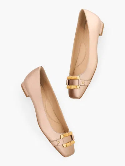Talbots Sutton Bamboo Buckle Metallic Nappa Flats - Blush Bronze - 11m