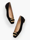 Talbots Sutton Bamboo Buckle Suede Flats - Black - 11m