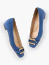 Talbots Sutton Bamboo Buckle Suede Flats - Navy Blue Dusk - 11m  In Navy Blue Dusk