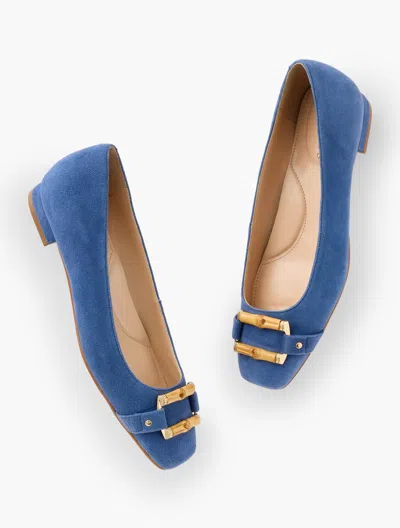 Talbots Sutton Bamboo Buckle Suede Flats - Navy Blue Dusk - 11m