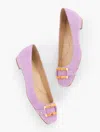 Talbots Sutton Bamboo Buckle Suede Flats - Spring Lilac - 11m