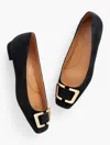 Talbots Sutton Buckle Suede Flats - Black - 10m