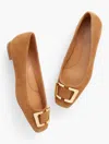 Talbots Sutton Buckle Suede Flats - Havana Tan - 11m