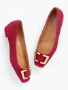 Talbots Sutton Buckle Suede Flats - Pomegranate - 9m  In Pomegranate