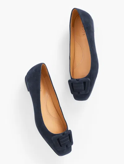Talbots Sutton Suede Buckle Flats - Blue - 11m  In Blue
