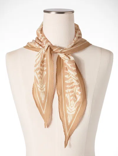 Talbots Swaying Petals Diamond Scarf - Ivory - 001  In White