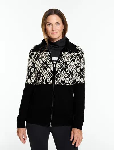 Talbots Sweater Jacket - Snazzy Snowflake - Ivory/black - Xs