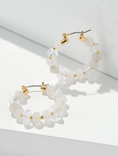 Talbots Sweet Pearl Hoop Earrings - White - 001