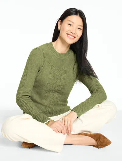 Talbots Sweetheart Cable Knit Crewneck Sweater - Loden Frost - Xs