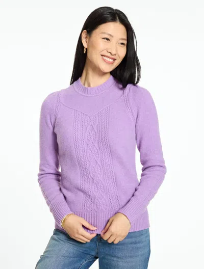 Talbots Sweetheart Cable Knit Crewneck Sweater - Wild Iris - Xs