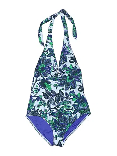 Pre-owned Talbots Swimsuit Top Blue Print Pattern Swimwear
