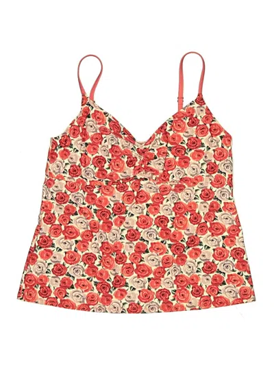 Pre-owned Talbots Swimsuit Top Red Floral Pattern Swimwear