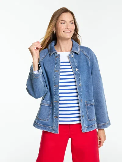 Talbots Swing Sleeve Knit Denim Jacket - Sandstone Wash - Xs